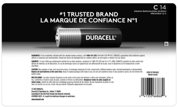 Duracell C 14PK paquete de 14 baterías alcalinas