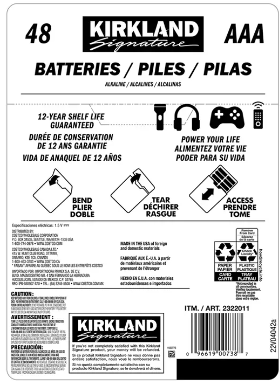 KS+ AAA Batteries 48PK paquete de 48 pilas alcalinas