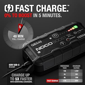 Cargador multifuncional NOCO GBX Jump Starter con diseño resistente