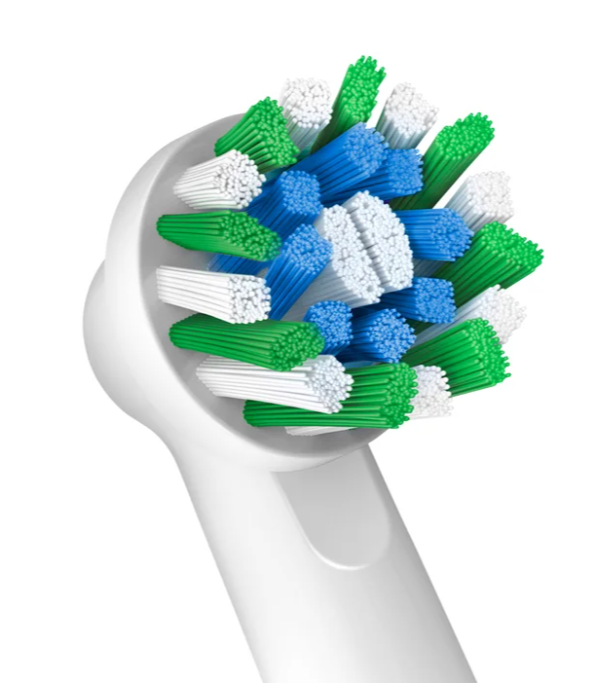 Vista de los cabezales Oral-B Brush Heads mostrando las 4 ranuras