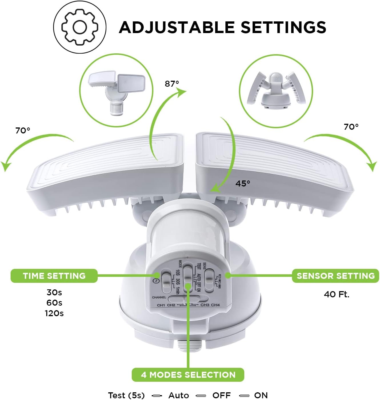 Sensor de Movimiento con Luz Test Rite – Seguridad Exterior (Condición: Grado B)