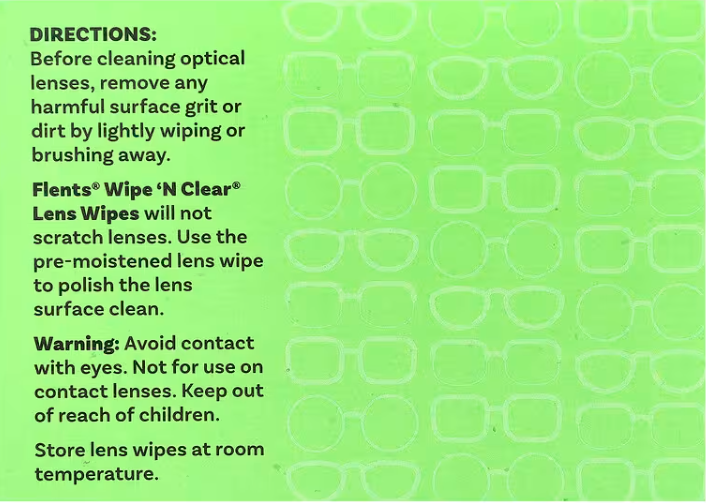 Wipe N Clear – Toallitas Desechables para Limpieza de Lentes (Condición: Grado B)