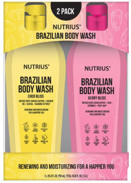 Nutrius Brazilian Body Wash 2PK fragancias Coco Bliss y Berry Bliss