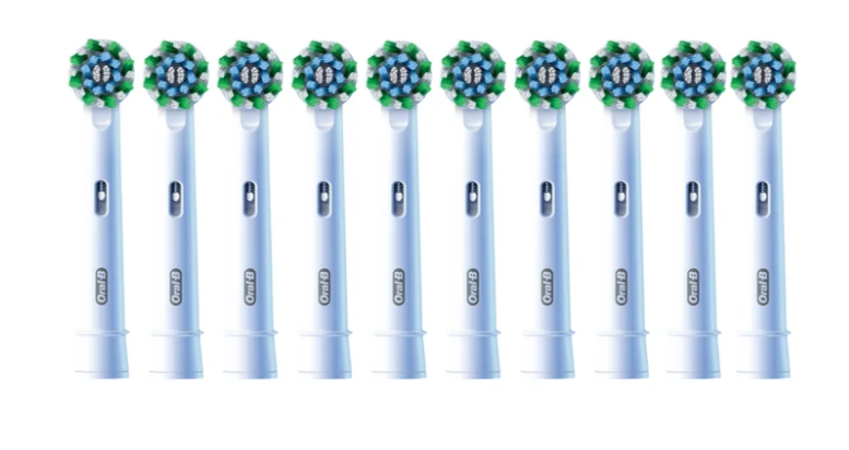 Vista de los cabezales Oral-B Brush Heads mostrando las 4 ranuras