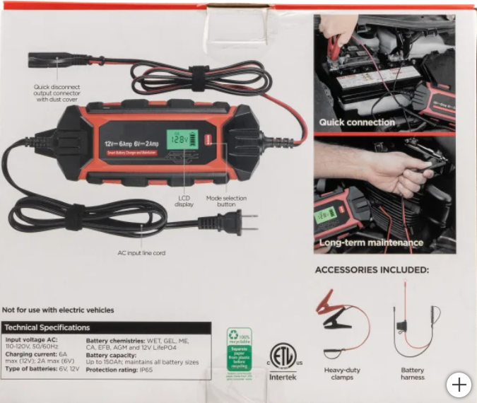 Detalle de conectores UltraPro Battery Charger Maintainer