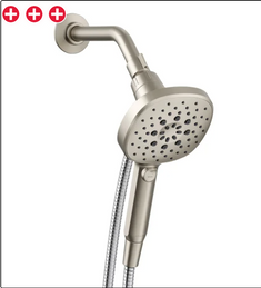 Regadera de mano Kohler Tellin en acabado níquel cepillado con múltiples funciones