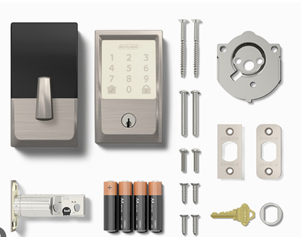 Cerradura inteligente Schlage Smart Deadbolt instalada en puerta de entrada.